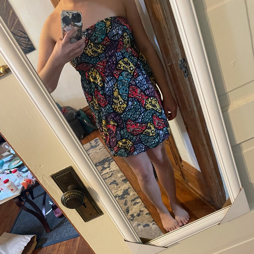 Colorful strapless top/mini dress, donating 9/14